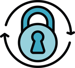 Lock lesson icon outline vector. Private class. Exam learning color flat