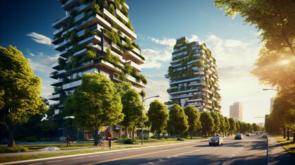 Obraz premium eco friendly downtown city state