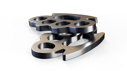 Obraz premium Brass knuckles on the wooden table, 3D rendering