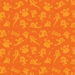 Halloween Ghosts Seamless Pattern. Spooky Vector Texture. Illustration Wallpaper