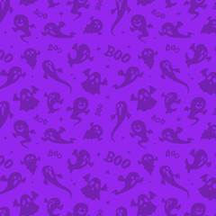 Halloween Ghosts Seamless Pattern. Spooky Vector Texture. Illustration Wallpaper
