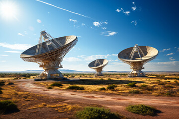 Radio telescope pointing to the sky. AI generative. - obrazy, fototapety, plakaty