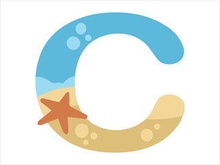 Beach Bubble Alphabet Letter C Illustration
