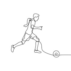 Single continuous line art of a man playing football