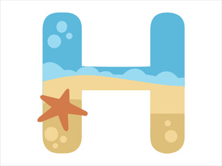 Beach Bubble Alphabet Letter H Illustration
