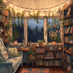 Obraz premium Classic room with lovely vintage style, cute lights, homely interior. Generative AI Technology 
