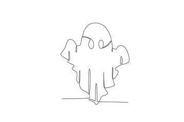 A creepy ghost illustration. Ghost one-line drawing