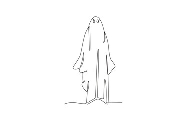 A creepy cloaked ghost. Ghost one-line drawing