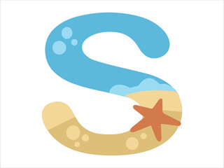 Beach Bubble Alphabet Letter S Illustration
