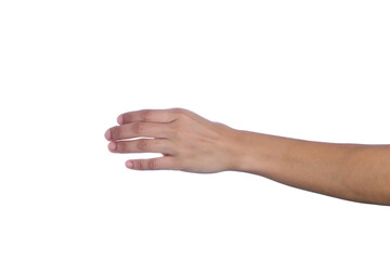woman hand with bottle of water isolated on white background