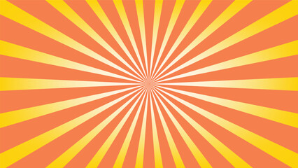 abstract sunburst orange pattern background for modern graphic design element. shining ray cartoon with colorful for website banner wallpaper and poster card decoration