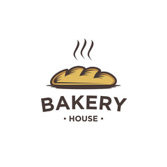 Vintage Retro Bakery, Cake Shop Label Vector Logo Stamp. Bread logo design