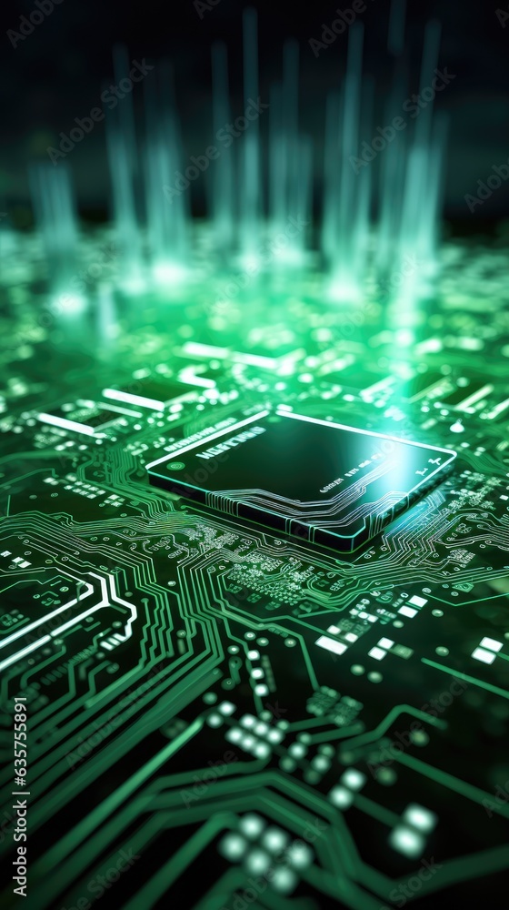 Aufkleber a close up of a computer circuit board. generative ai.