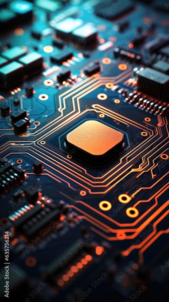 Poster a close up of a computer circuit board. generative ai.