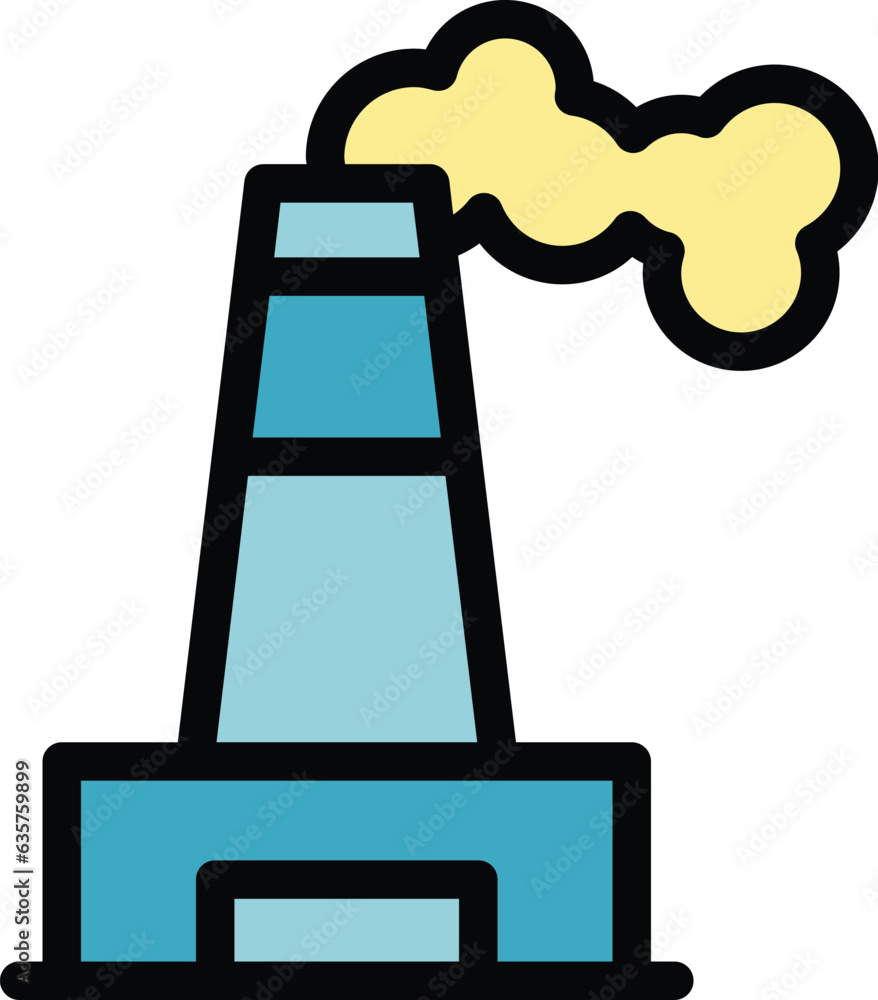Sticker Factory smoke icon outline vector. Air clean. Wind plant color flat - Stickers