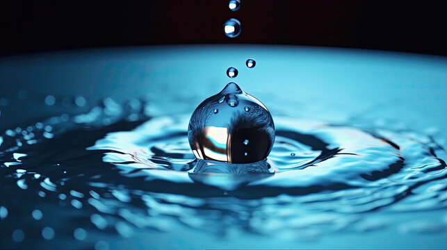 A drop of water drips onto the surface of the water.