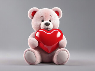 teddy bear with heart created with Generative AI technology