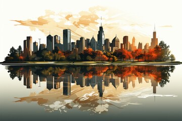 Fototapeta na wymiar City skyline Urban vector landscape features captivating silhouetted cityscape elements Generative AI