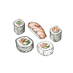 Einfaches Sushi, fünf Häppchen