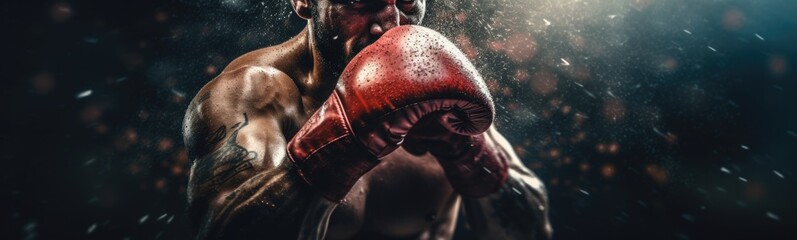 Boxing sport concept banner - obrazy, fototapety, plakaty