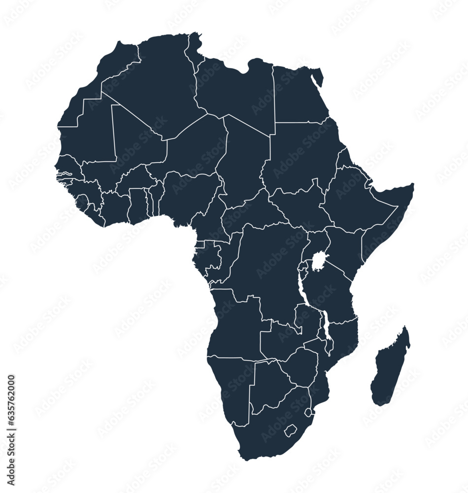 Wall mural detailed africa map with separated countries