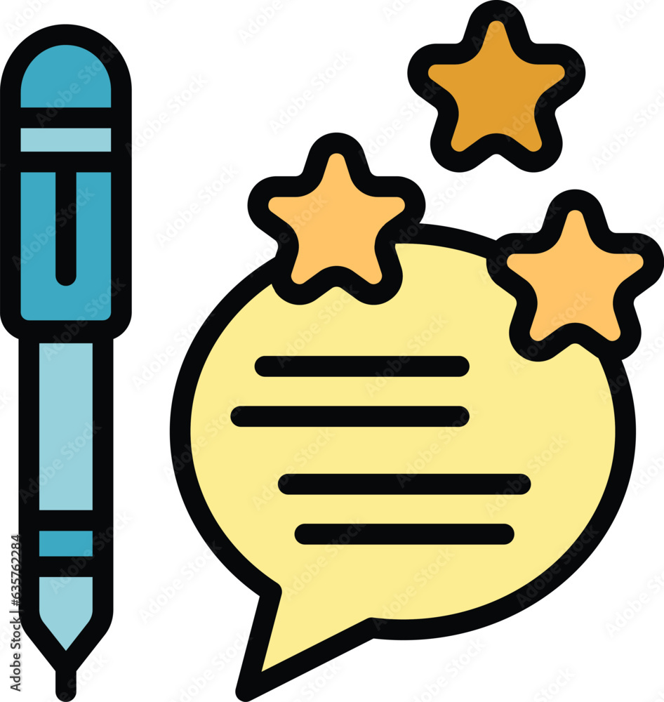 Poster write online review icon outline vector. report client. feedback service color flat