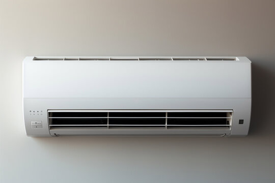 Cooling comfort Split AC on white wall, softened by a gentle blur Generative AI