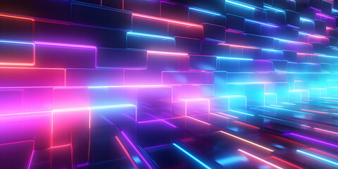 Neon Dreams. Abstract Background of Luminous Neon Lights