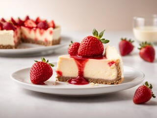strawberry cheesecake on a plate