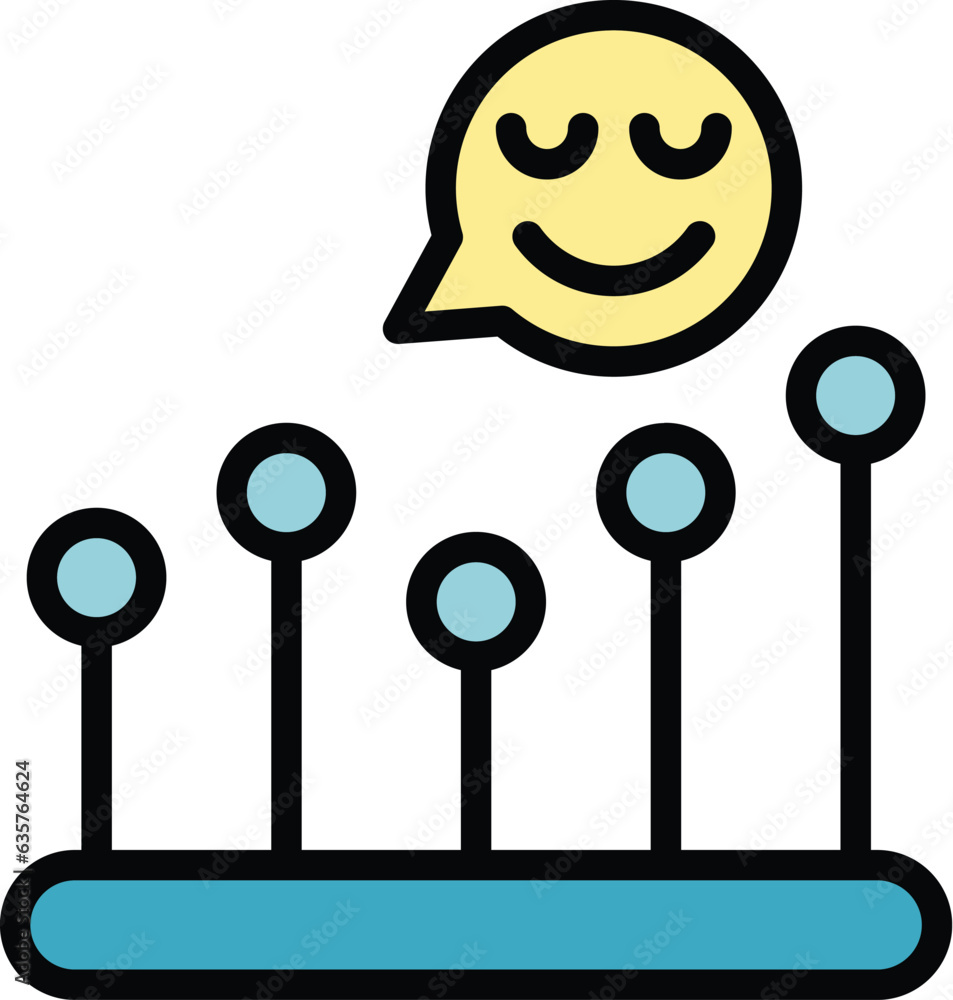 Poster client review stats icon outline vector. online report. web user color flat