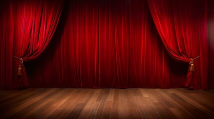 red closed curtain in theatre, generative AI