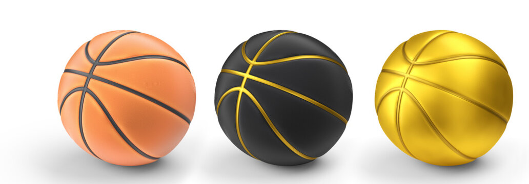 Set Of Basketball Balls Isolated On White Background