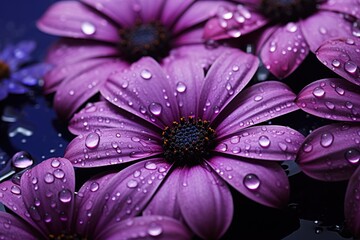 Close up of purple flower with water drops - Powered by Adobe