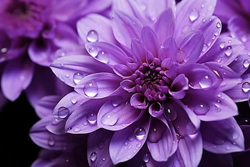 Foto op Aluminium Purple flower petals with water drops on it. Close up © Newgens