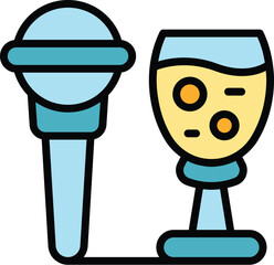 Wedding party microphone icon outline vector. Event service. Delivery gift color flat