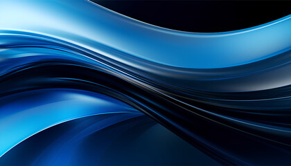 Obraz premium 3D Render Of An Abstract Waves dark and blue background