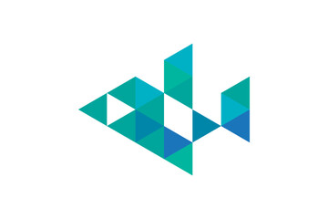 Fish geometric logo design icon vector Illustration. 