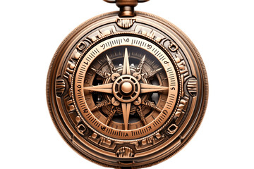 Close-Up of Antique Compass Isolated on a Transparent Background. AI - obrazy, fototapety, plakaty