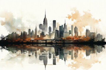 Urban skyline symphony Vector cityscape captures the charm of city silhouettes Generative AI