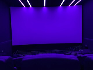 Empty cinema. Empty movie theatre. Modern movies theater for festivals and films presentation....