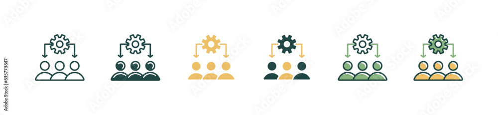 Aufkleber simple organization hierarchy setting gear icon business employee management symbol vector set illustration for web and app