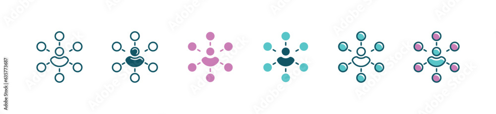Poster network organization management icon vector team connection with circle symbol illustration design