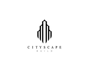 Abstract building logo design template. Design for real estate, architecture, construction, cityscape and skyscraper.