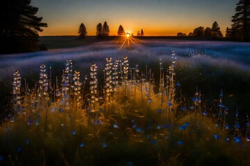 sunset over the river