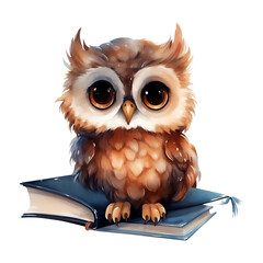 Watercolor back to school, Cute animals are learning. Cartoon character childish style.