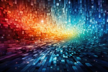 Obraz premium Digital Pixel Symphony Digital mosaic of pixels - abstract background composition