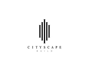 Abstract building logo design. Design for real estate, architecture, construction, cityscape and skyscraper.