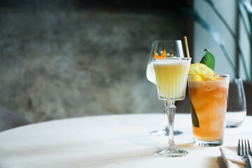 Refreshing cocktails on a table