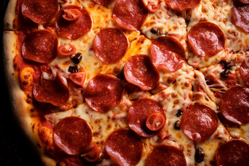 delicious Italian pizza close up texture