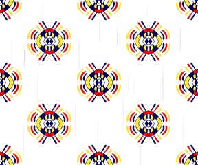 Geometric Ethnic Oriental Ikat Seamless Pattern Traditional. Design for Background, Carpet, Wallpaper, Clothing, Wrapping, Batik, Fabric. Embroidery Style.